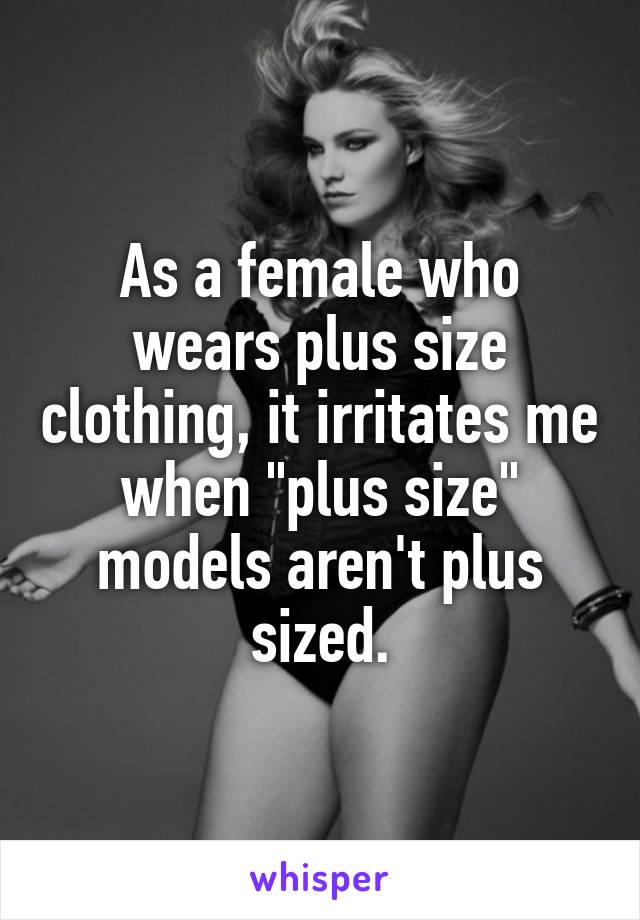 As a female who wears plus size clothing, it irritates me when "plus size" models aren't plus sized.