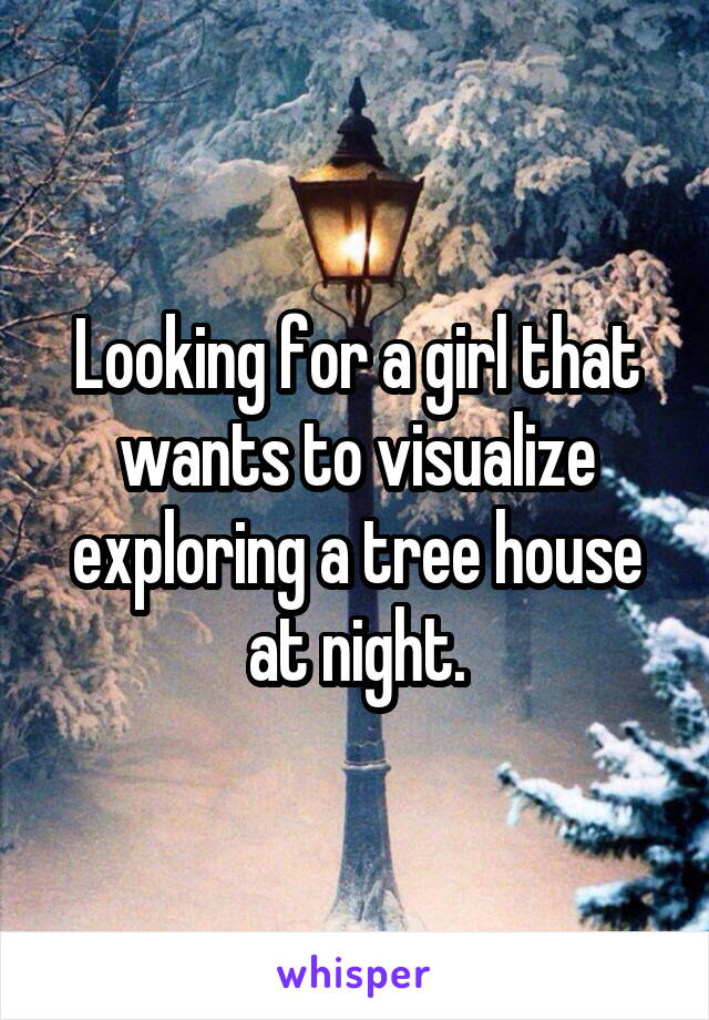 Looking for a girl that wants to visualize exploring a tree house at night.