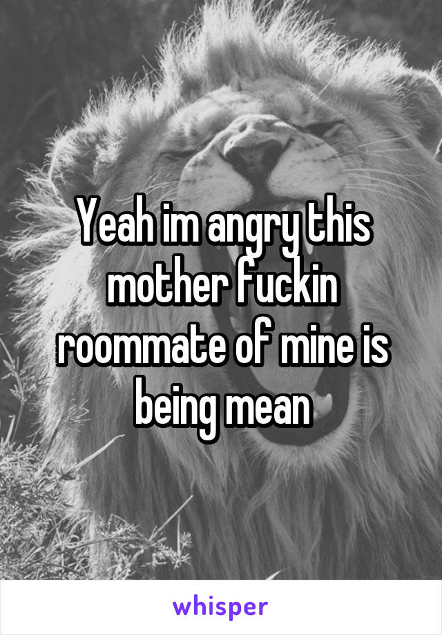 Yeah im angry this mother fuckin roommate of mine is being mean