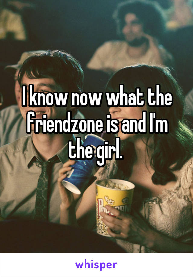 I know now what the friendzone is and I'm the girl. 
