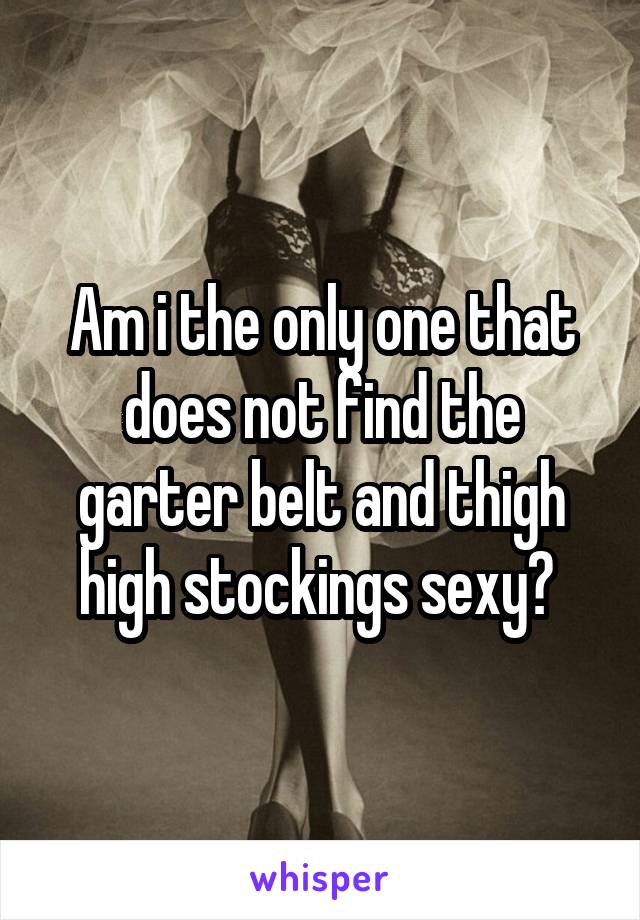 Am i the only one that does not find the garter belt and thigh high stockings sexy? 