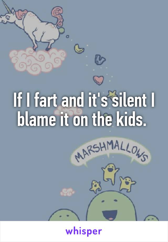 If I fart and it's silent I blame it on the kids. 
