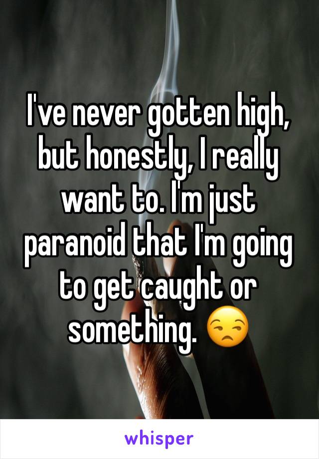 I've never gotten high,  but honestly, I really want to. I'm just paranoid that I'm going to get caught or something. 😒