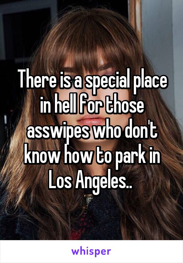 There is a special place in hell for those asswipes who don't know how to park in Los Angeles.. 