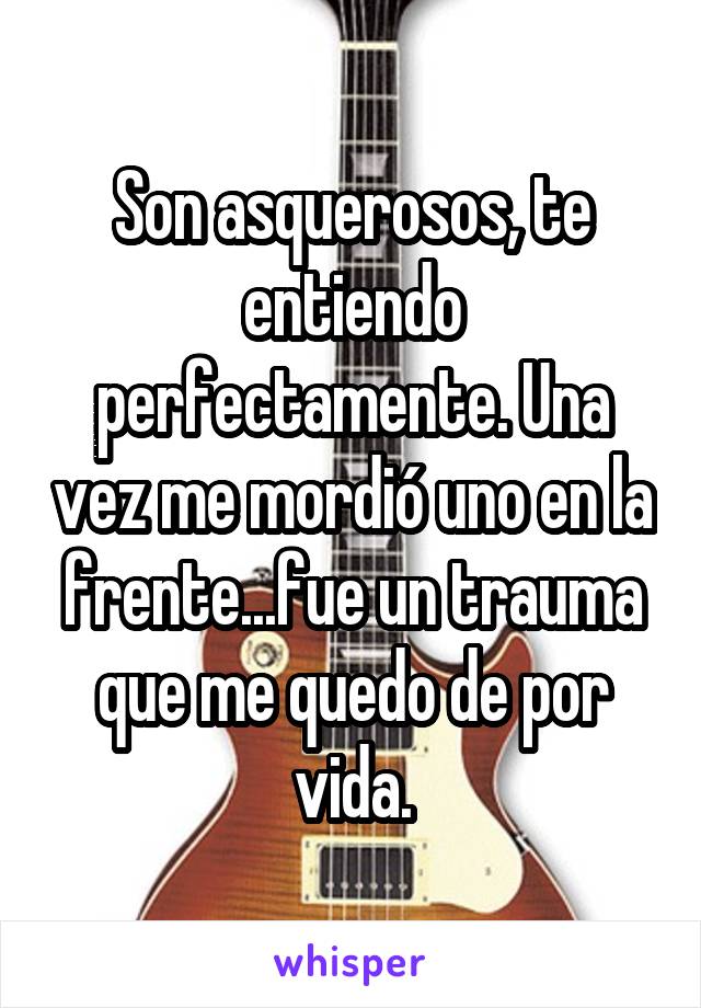 Son asquerosos, te entiendo perfectamente. Una vez me mordió uno en la frente...fue un trauma que me quedo de por vida.