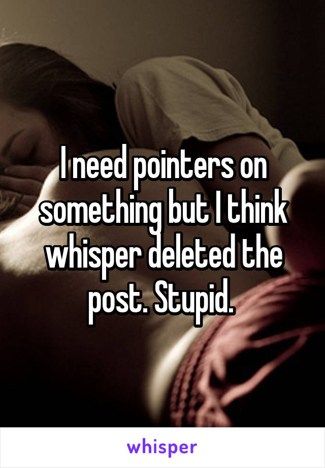 I need pointers on something but I think whisper deleted the post. Stupid. 