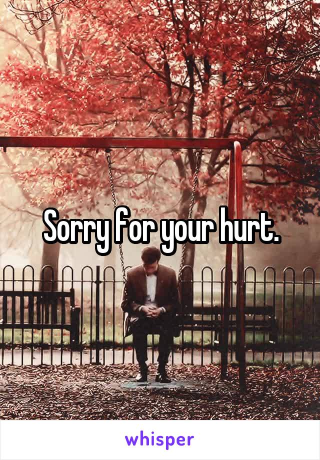 Sorry for your hurt.