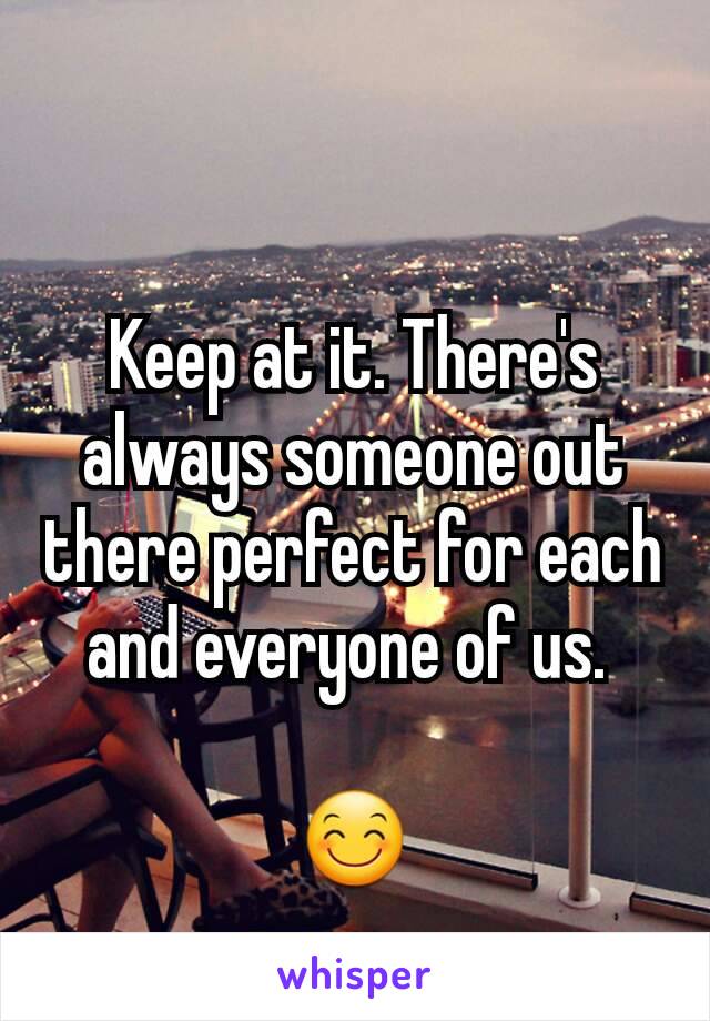 Keep at it. There's always someone out there perfect for each and everyone of us. 

😊