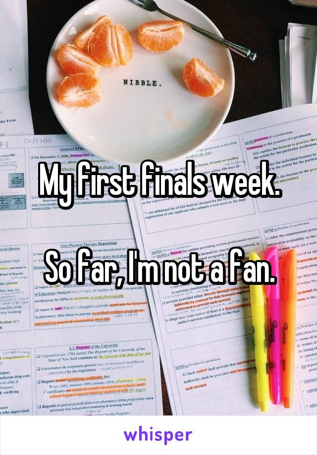 My first finals week.

So far, I'm not a fan.