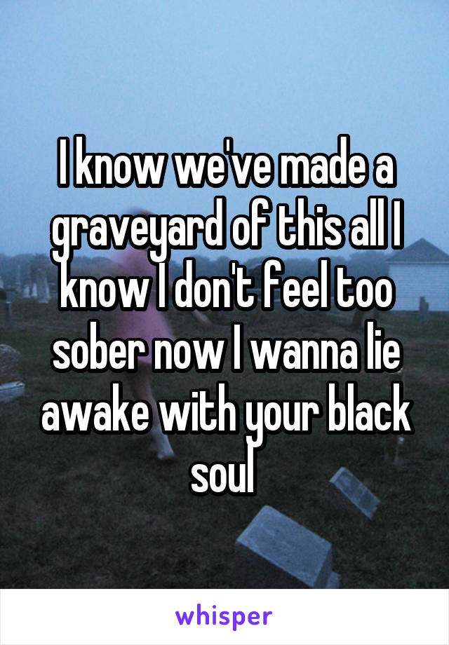 I know we've made a graveyard of this all I know I don't feel too sober now I wanna lie awake with your black soul 