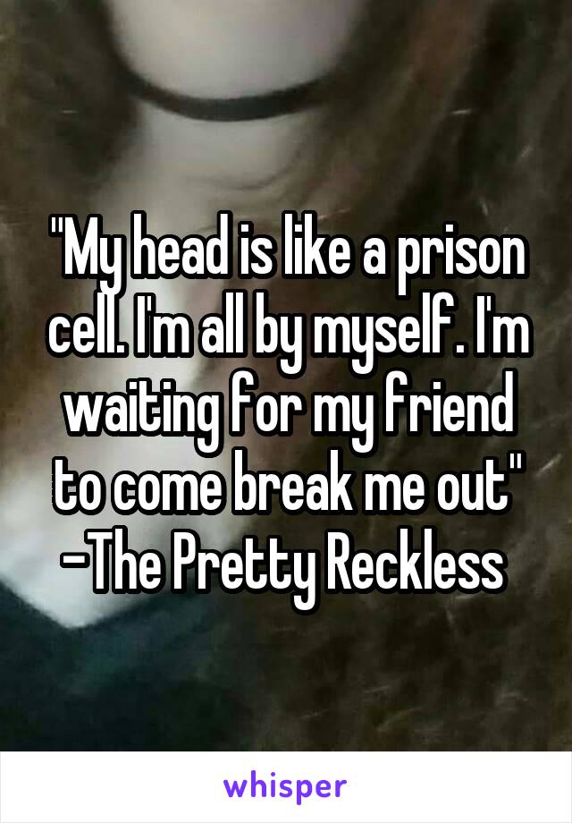 "My head is like a prison cell. I'm all by myself. I'm waiting for my friend to come break me out"
-The Pretty Reckless 