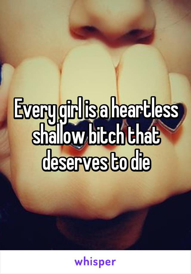Every girl is a heartless shallow bitch that deserves to die