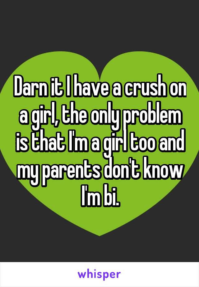 Darn it I have a crush on a girl, the only problem is that I'm a girl too and my parents don't know I'm bi.