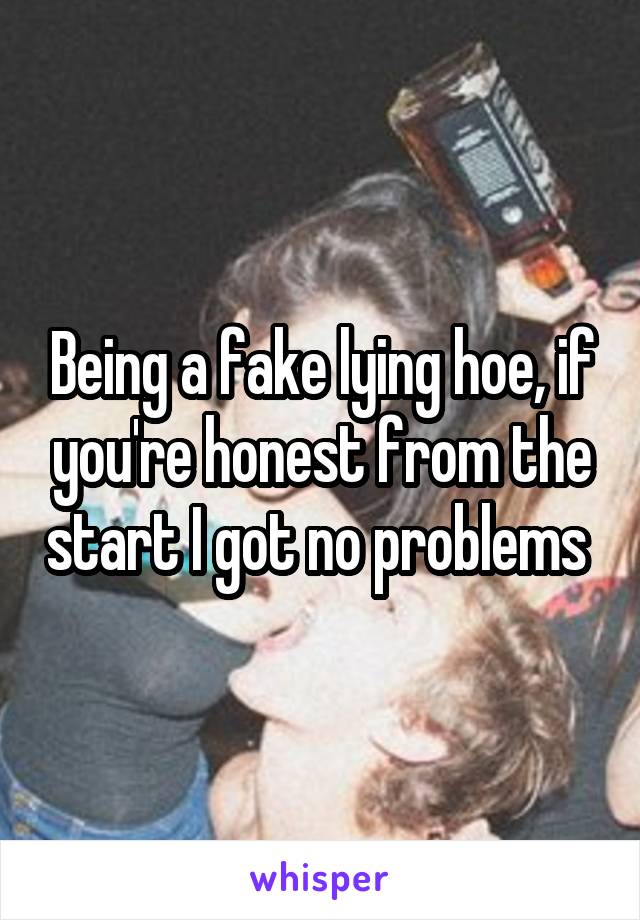 Being a fake lying hoe, if you're honest from the start I got no problems 