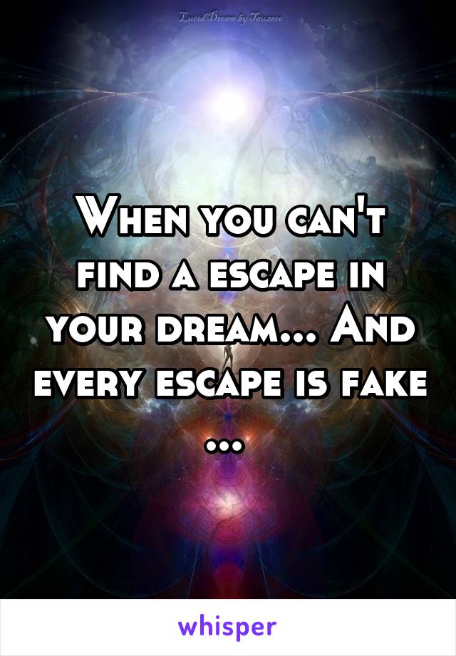 When you can't find a escape in your dream... And every escape is fake ... 