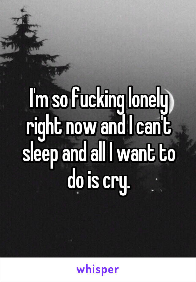 I'm so fucking lonely right now and I can't sleep and all I want to do is cry.