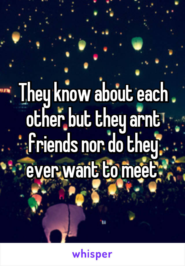 They know about each other but they arnt friends nor do they ever want to meet 