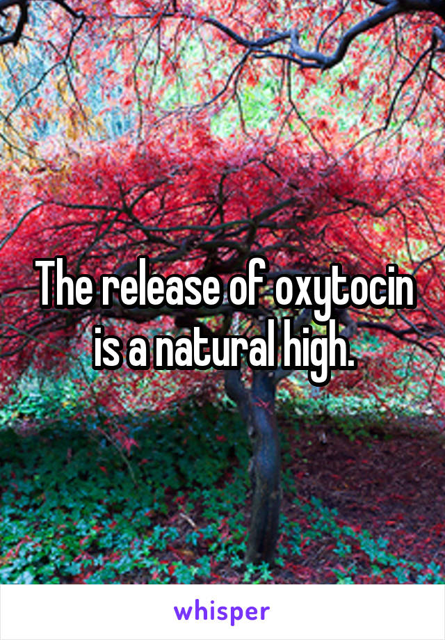 The release of oxytocin is a natural high.