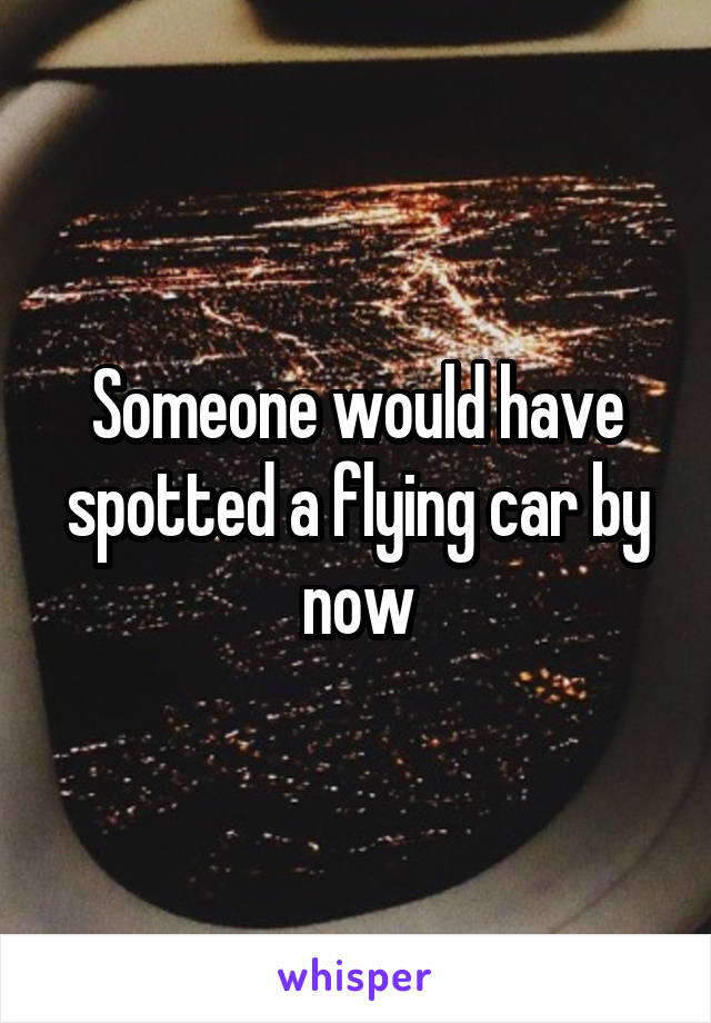 Someone would have spotted a flying car by now