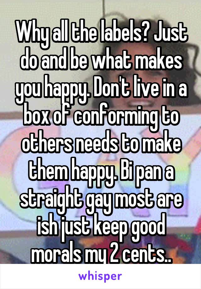 Why all the labels? Just do and be what makes you happy. Don't live in a box of conforming to others needs to make them happy. Bi pan a straight gay most are ish just keep good morals my 2 cents..