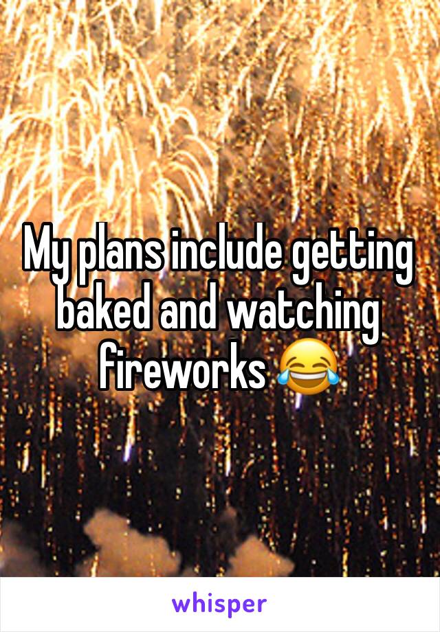 My plans include getting baked and watching fireworks 😂