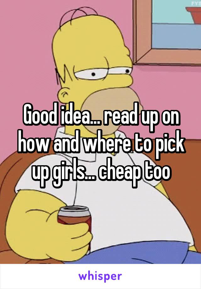 Good idea... read up on how and where to pick up girls... cheap too