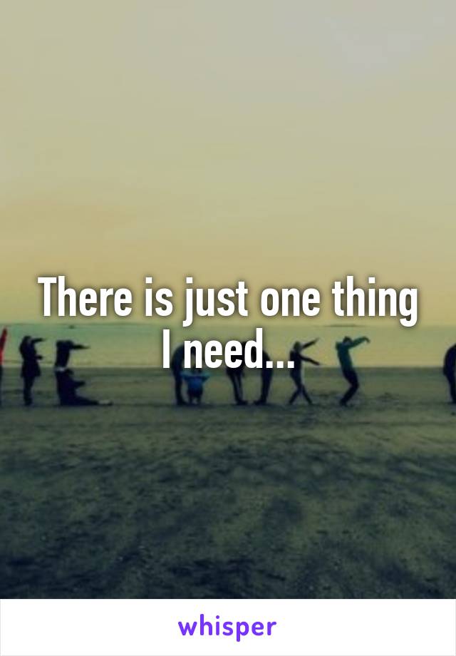 There is just one thing I need...