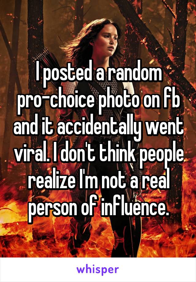 I posted a random pro-choice photo on fb and it accidentally went viral. I don't think people realize I'm not a real person of influence.