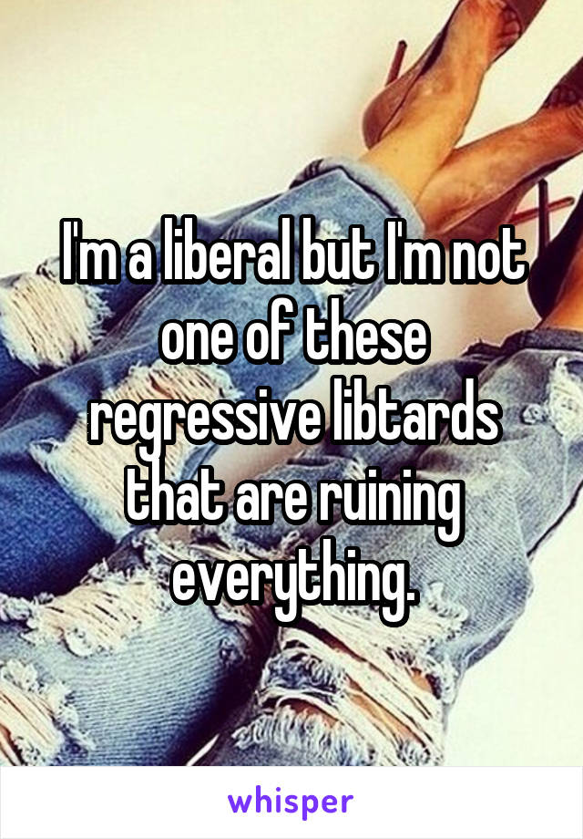 I'm a liberal but I'm not one of these regressive libtards that are ruining everything.