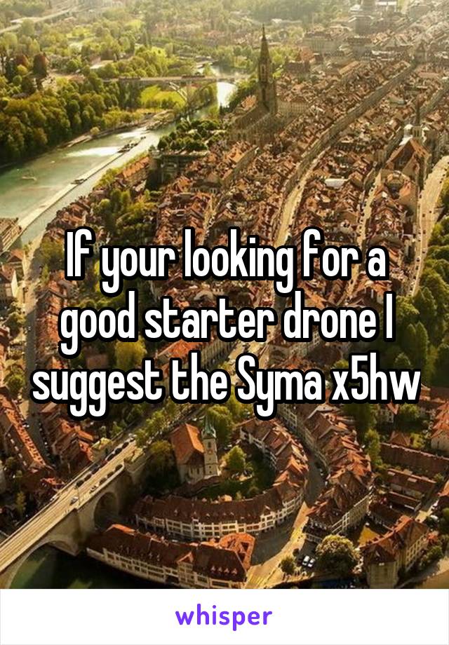 If your looking for a good starter drone I suggest the Syma x5hw
