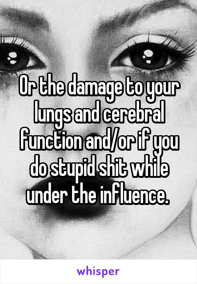 Or the damage to your lungs and cerebral function and/or if you do stupid shit while under the influence. 