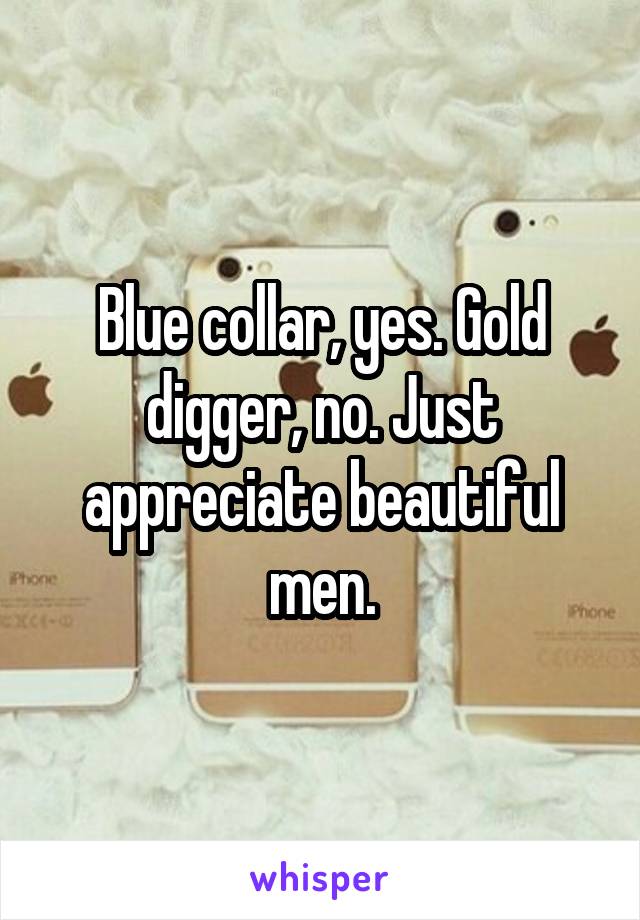 Blue collar, yes. Gold digger, no. Just appreciate beautiful men.