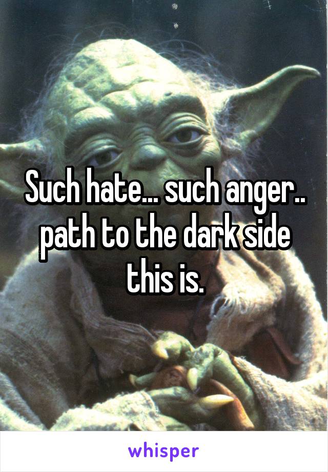 Such hate... such anger.. path to the dark side this is.