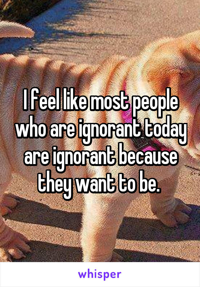 I feel like most people who are ignorant today are ignorant because they want to be. 