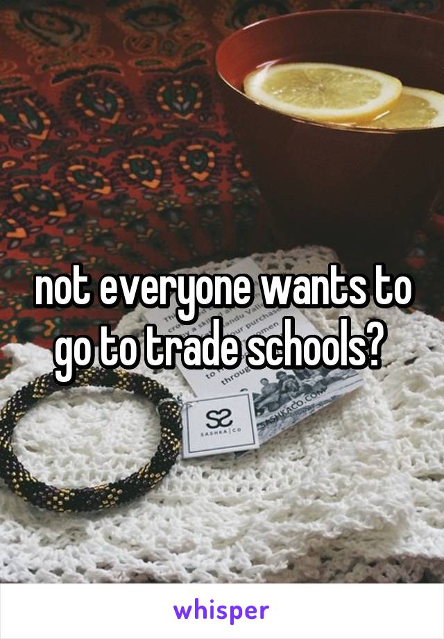 not everyone wants to go to trade schools? 