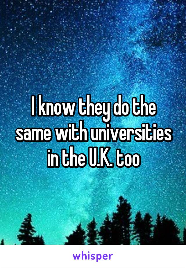 I know they do the same with universities in the U.K. too