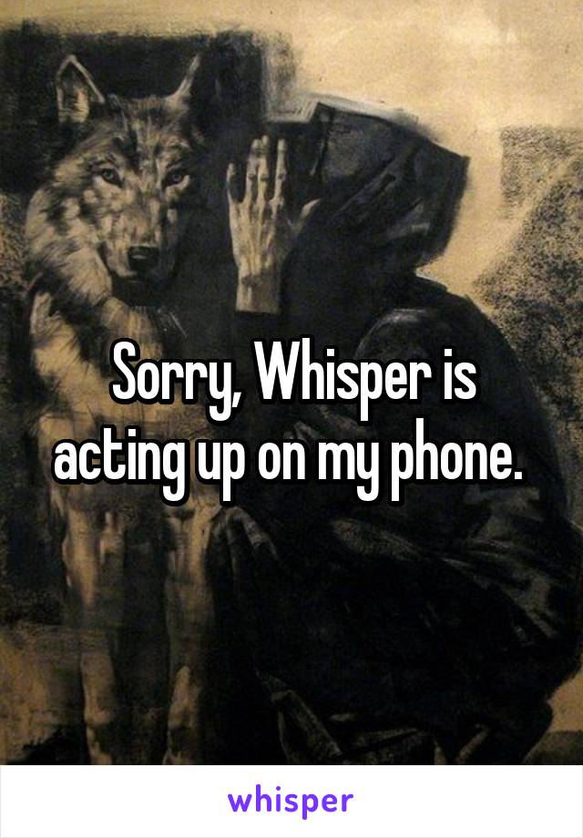 Sorry, Whisper is acting up on my phone. 