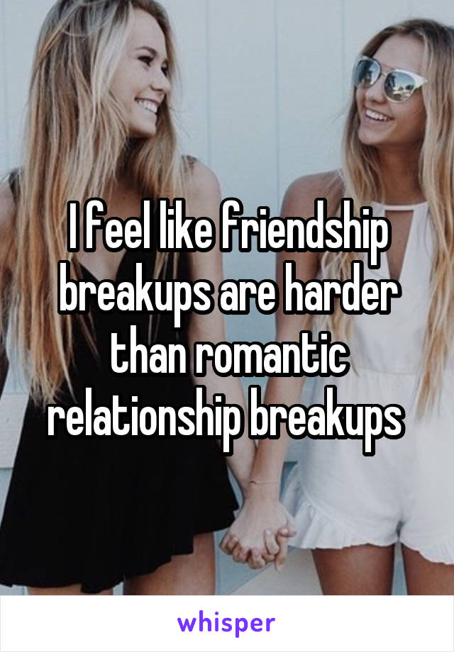 I feel like friendship breakups are harder than romantic relationship breakups 