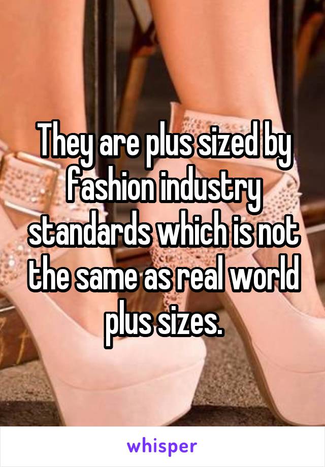 They are plus sized by fashion industry standards which is not the same as real world plus sizes.