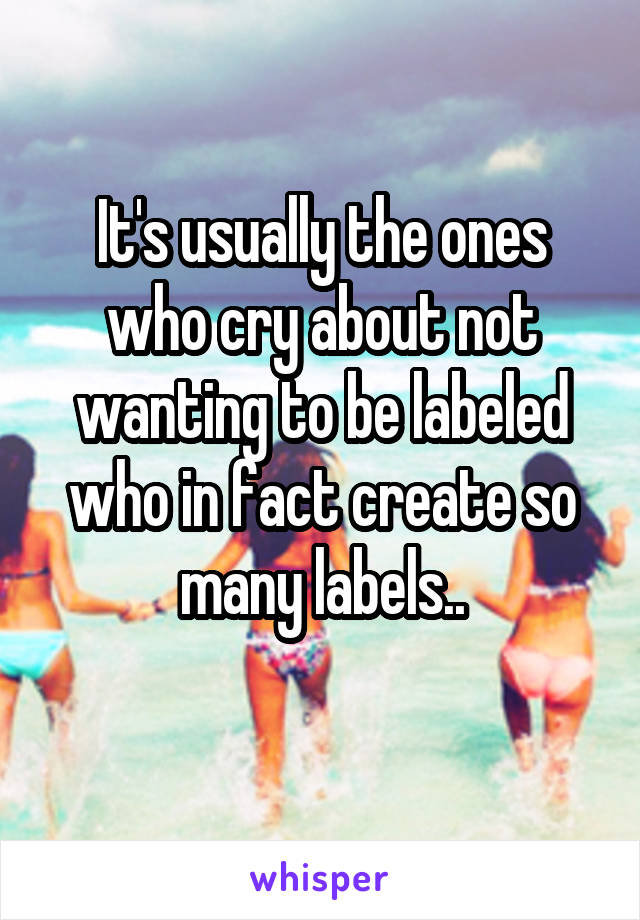 It's usually the ones who cry about not wanting to be labeled who in fact create so many labels..
