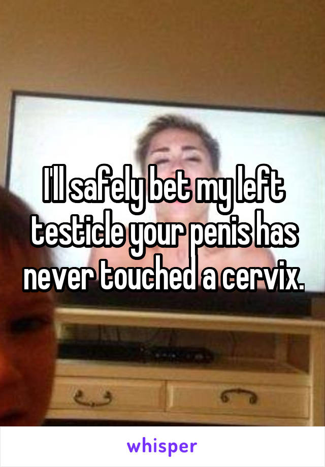 I'll safely bet my left testicle your penis has never touched a cervix.