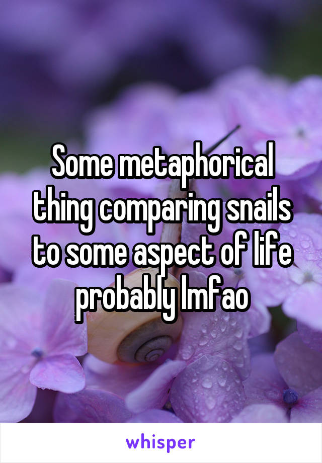 Some metaphorical thing comparing snails to some aspect of life probably lmfao