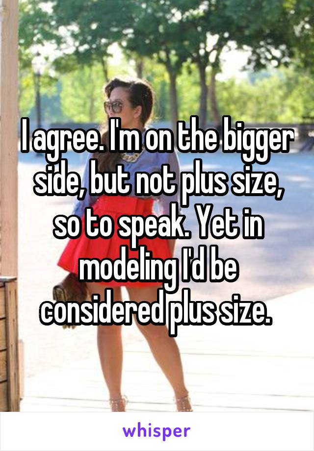 I agree. I'm on the bigger side, but not plus size, so to speak. Yet in modeling I'd be considered plus size. 