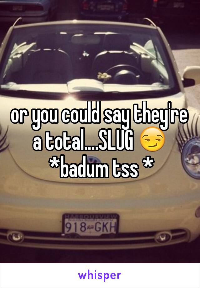 or you could say they're a total....SLUG 😏
 *badum tss *