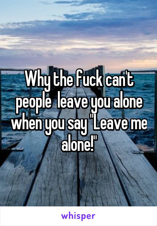 Why the fuck can't people  leave you alone when you say "Leave me alone!"