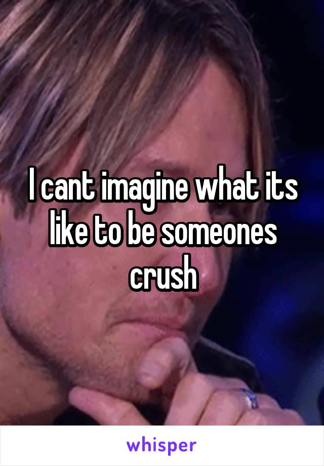 I cant imagine what its like to be someones crush