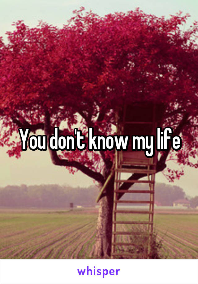 You don't know my life