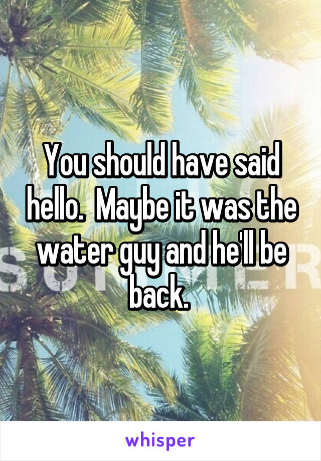 You should have said hello.  Maybe it was the water guy and he'll be back. 