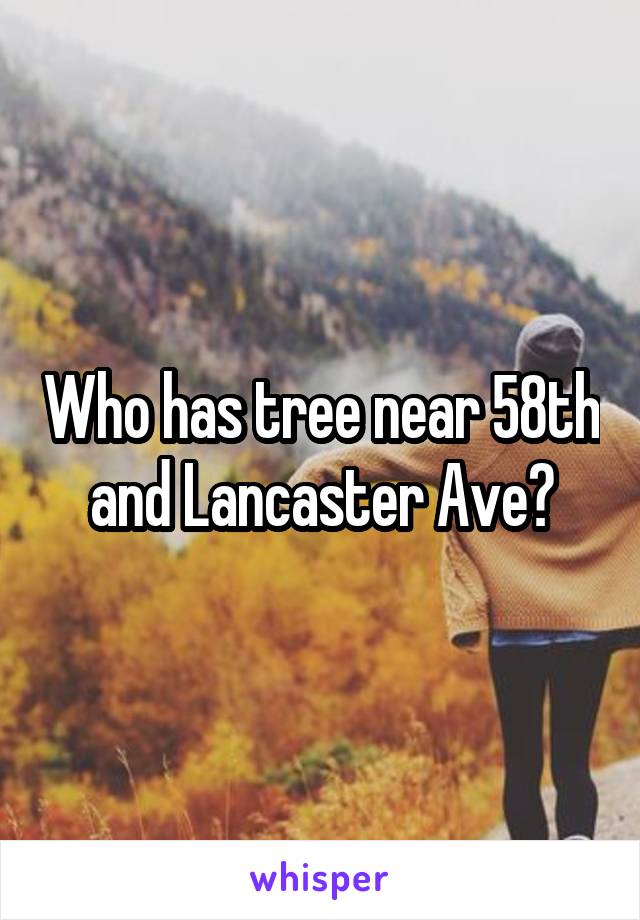 Who has tree near 58th and Lancaster Ave?