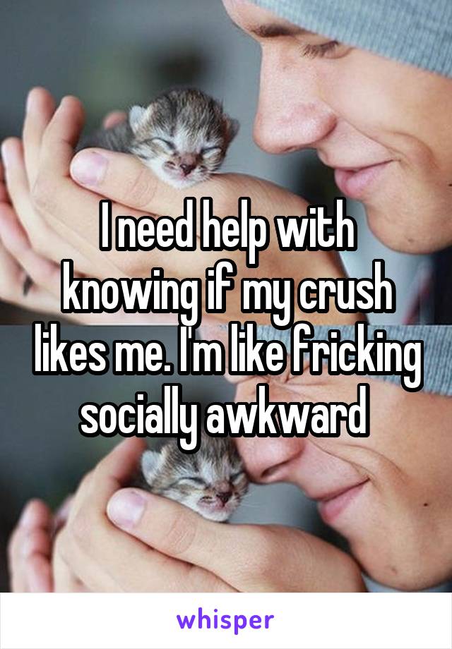 I need help with knowing if my crush likes me. I'm like fricking socially awkward 